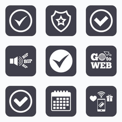 Check signs. Checkbox confirm icons.