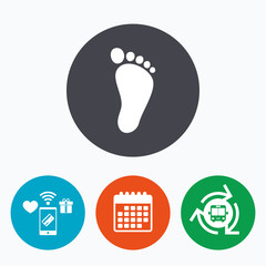 Child footprint sign icon. Barefoot .