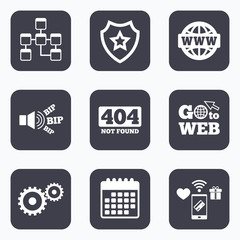 Website database icon. Internet globe and repair
