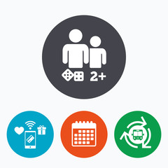 Board games sign icon. Two plus players symbol.
