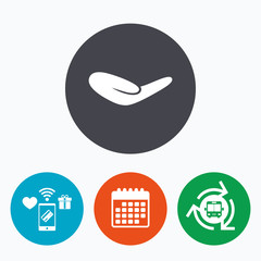 Donation hand sign icon. Charity or endowment.