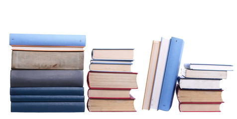row of books isolated on white background, with clipping path