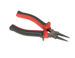 red and bladk round pliers isolated