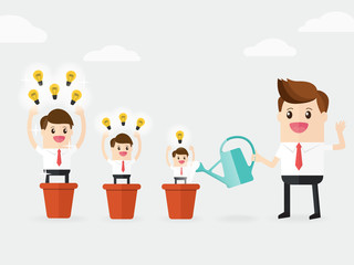 employer or manager support employees to grow in career. human resources management. vision business