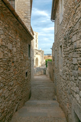 Fototapeta na wymiar Girona. The traditional city street.