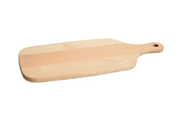 Wooden cutting board isolated on white background