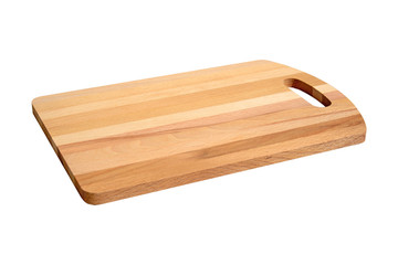 Wooden cutting board isolated on white background