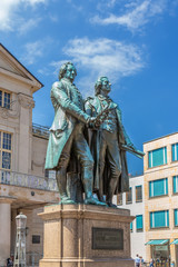 Fototapeta na wymiar Weimar, Germany. Goethe and Schiller Monument