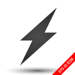 Thunderbolt icon. Simple flat logo of thunderbolt on white background. Flash sign. Vector illustration.