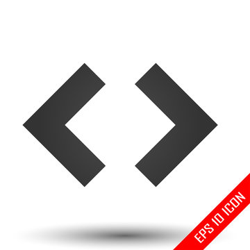 HTML code angle brackets. Code brackets icon. Simple flat logo of brackets on white background. Vector illustration.