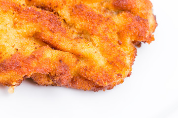 Fried breaded chicken.