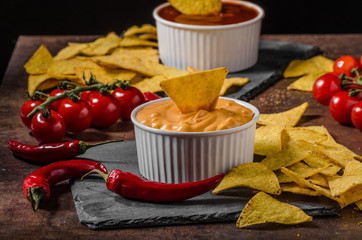 Tortilla chips with two dips © Stepanek Photography