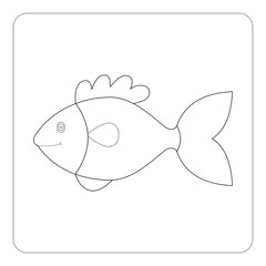 Black contours of fish on white background. Vector illustration. 
