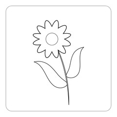 Flower contour on white background. Vector illustration.