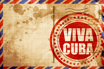 viva cuba, red grunge stamp on an airmail background