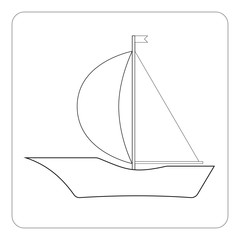 Ship contours on white background. Vector illustration. 