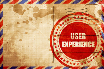 user experience, red grunge stamp on an airmail background