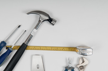 Tool kit for home improvement on isolated white background