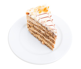 Delicious cake with walnuts and almonds.
