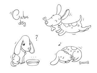 Funny cartoon dogs with a bone