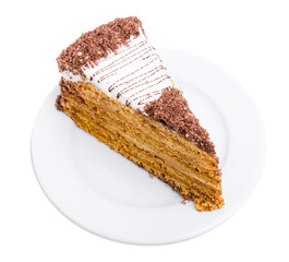 Delicious cake with grated chocolate and walnuts.