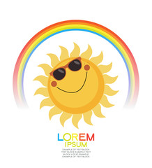 Background summer with the rainbow, sun.