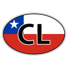 Sticker on car, flag Republic Chile