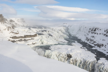 Fototapeta na wymiar Gullfoss Falls in winter. Iceland