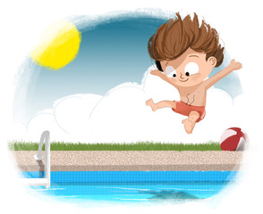 Resultado de imagen de niño callendose a una piscina
