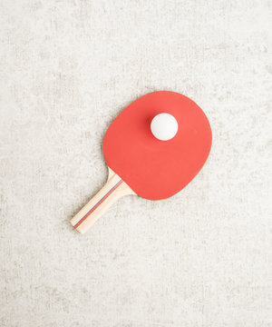 Ping pong or table tennis paddles and ball. Sport equipment with tabletennis rackets for leisure activity. Concept of game, recreation and playing ping-pong.