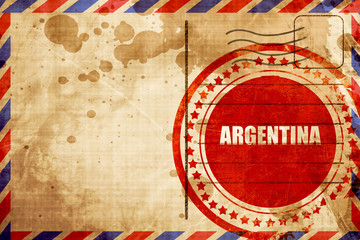 Argentina, red grunge stamp on an airmail background