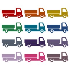 Delivery truck icons set 