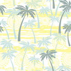 Fototapeta na wymiar Seamless pattern with palm trees. Tropical vector background.