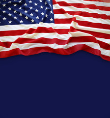 American flag on blue