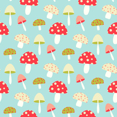 Pretty seamless pattern with mushroom
