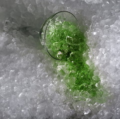 crushed ice with glass - green
