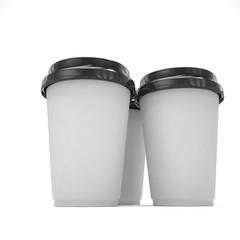 Three paper coffee cups. 3d rendering.