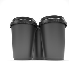 Three paper coffee cups. 3d rendering.