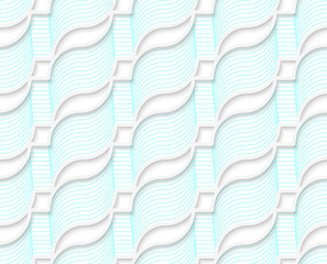 Colored 3D blue diagonal wavy ribbons