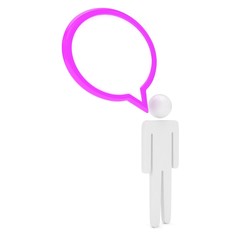 3d man with talk bubbles isolated over a white background. 3d rendering.