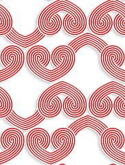 Fototapeta na wymiar Colored 3D red swirly striped hearts