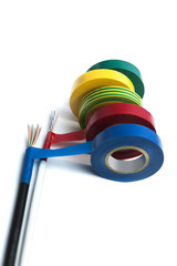 Rolls of insulation tape of different colors concept