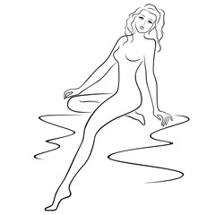 Attractive young woman posing half turn