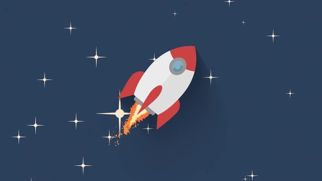 flying rocket in space 4K animation