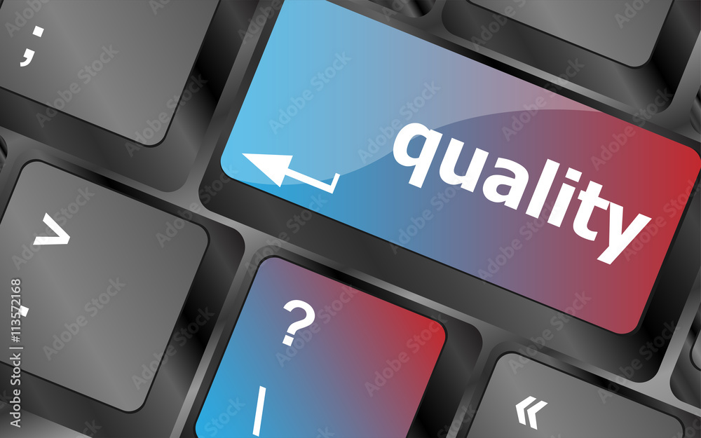 Poster quality button on computer keyboard showing business concept . keyboard keys. vector illustration