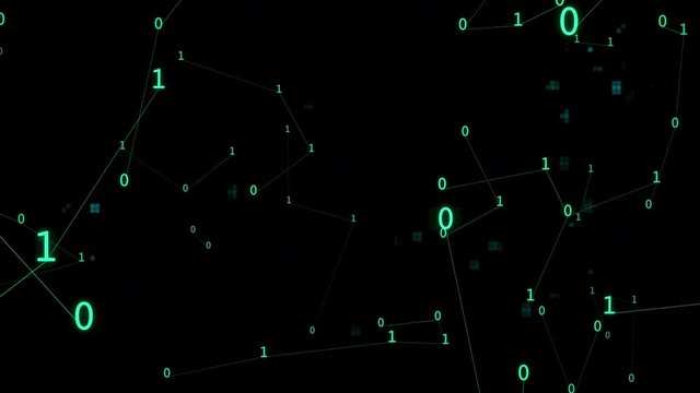 Sci-fi flight through binary stream of data. Fly through visualised random binary data. Seamless loop.