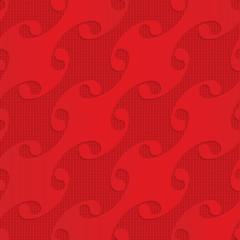 Red diagonal shells on checkered background