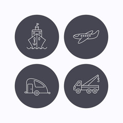 Transportation icons. Cruise, airplane signs.