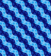 Retro 3D blue waves and circles