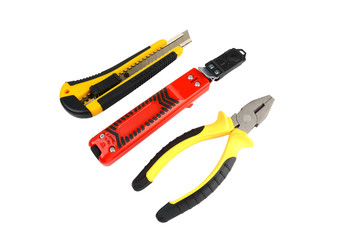 Obraz premium Construction tools. Pliers, knife, grout
